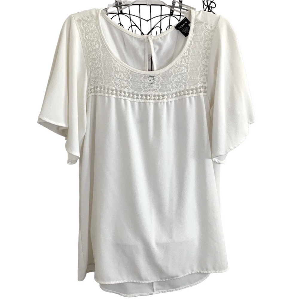 Torrid Ivory Flutter Sleeve Top